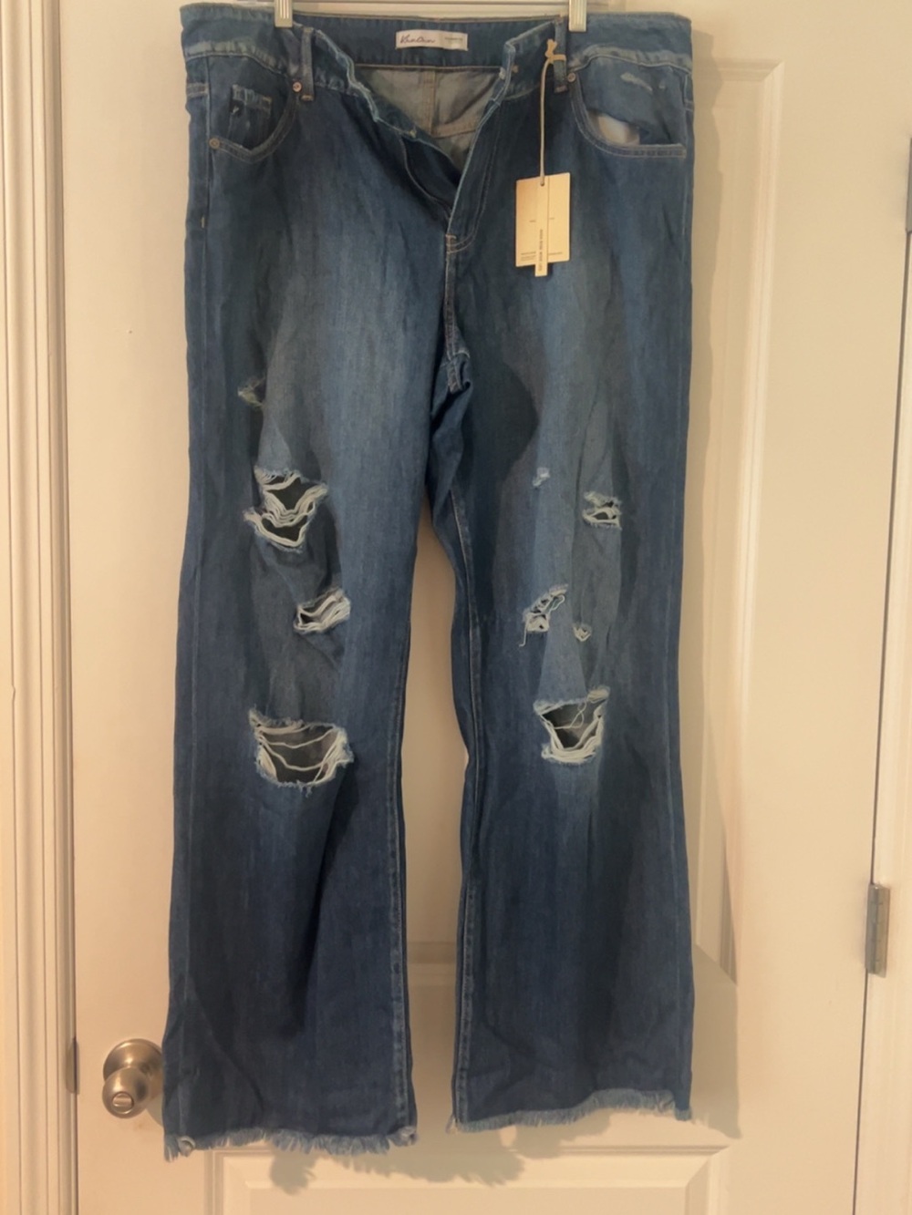 Maurices Distressed Blue Wide Leg Jeans